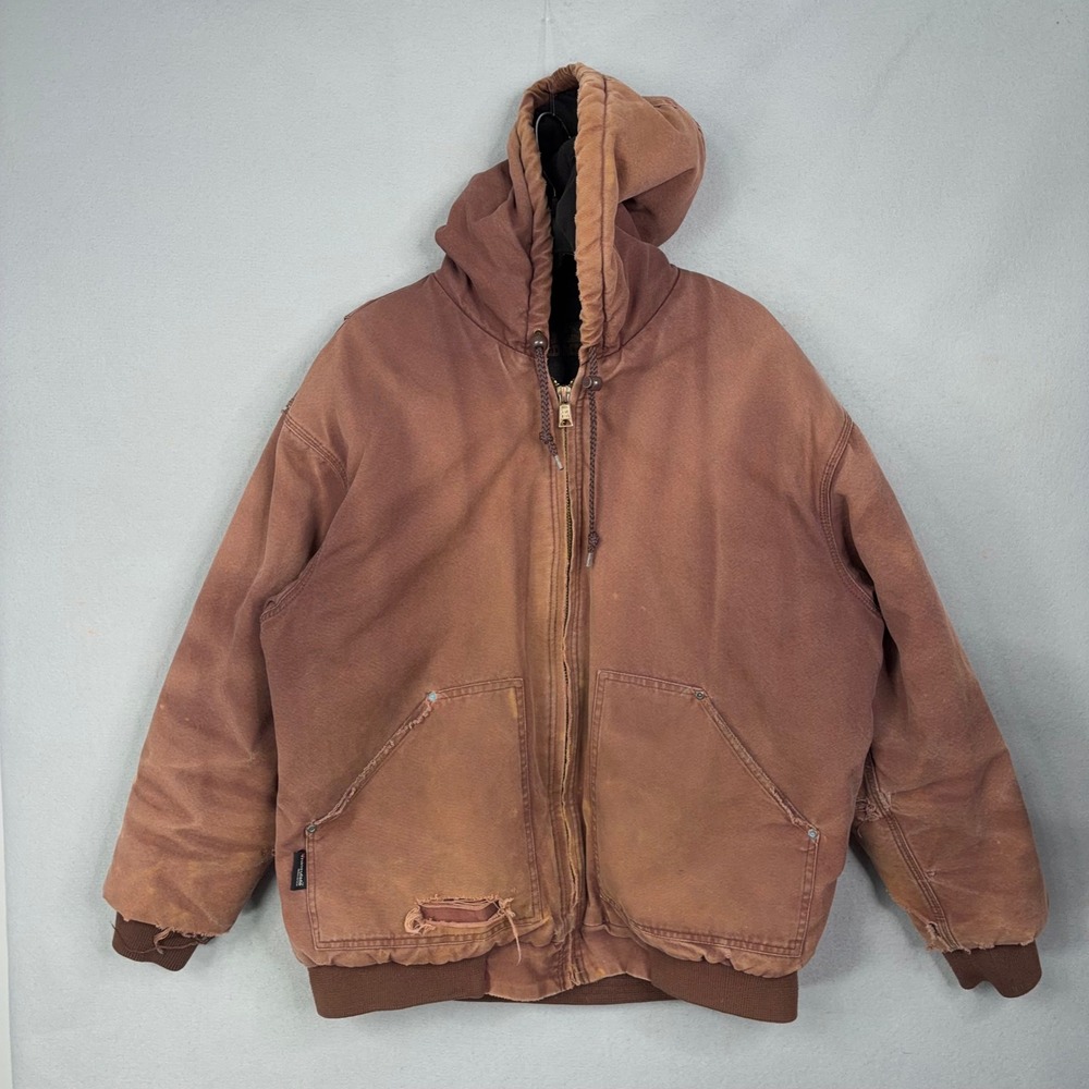 Old Mill Jacket Mens XL Hooded Canvas Thrashed Brown Distressed Workwear Rugged